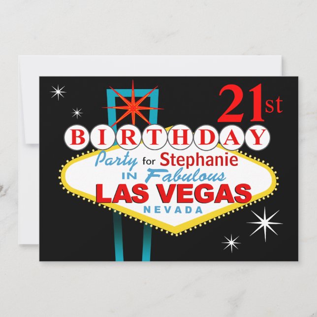 Invitación 21ra fiesta de cumpleaños de Las Vegas (Anverso)