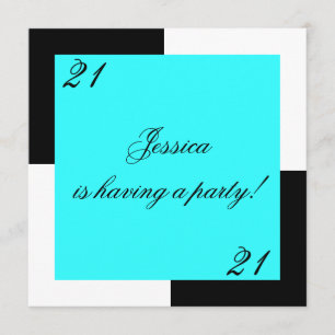 Invitación 21ro azul simple de la fiesta de cumpleaños de la