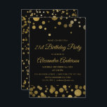 Invitación 21ro confeti del oro de la fiesta de cumpleaños<br><div class="desc">Primera invitación del confeti del oro de la fiesta de cumpleaños del oro veinte. La 21ra invitación del oro y de la fiesta de cumpleaños del negro es perfecta para veinte modernos una fiesta de cumpleaños.</div>