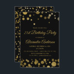 Invitación 21ro confeti del oro de la fiesta de cumpleaños<br><div class="desc">Primera invitación del confeti del oro de la fiesta de cumpleaños del oro veinte. La 21ra invitación del oro y de la fiesta de cumpleaños del negro es perfecta para veinte modernos una fiesta de cumpleaños.</div>
