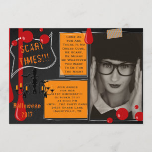 Invitación 21ro cumpleaños asustadizo Halloween con la