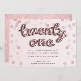 Invitación 21ro cumpleaños del oro de Rubor del purpurina