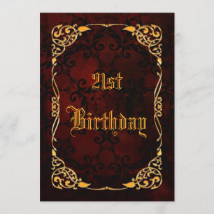Invitación 21ro cumpleaños enmarcado oro gótico