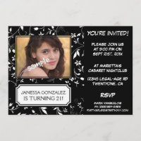 21ro Cumpleaños para señora joven BW floral con la