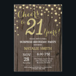 Invitación 21ro diamante del cumpleaños de la sorpresa de<br><div class="desc">Sorprenda la 21ra invitación del cumpleaños con los antecedentes rústicos del diamante del purpurina de madera y del oro. Vintage del país retro. Confeti del oro. Cumpleaños adulto. Cumpleaños masculino de los hombres o de las mujeres. Para el arreglo para requisitos particulares adicional, haga clic por favor el "personalizar él"...</div>