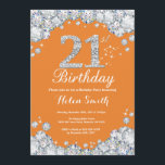 Invitación 21ro Diamante del naranja y de la plata del<br><div class="desc">21ro Invitación del cumpleaños. Diamante del diamante de imitación del naranja y de la plata. El golpe elegante del cumpleaños invita. Cumpleaños adulto. Cumpleaños de las mujeres. Cumpleaños de los hombres. Para el arreglo para requisitos particulares adicional, haga clic por favor el "personalizar él" botón y utilice nuestra herramienta de...</div>