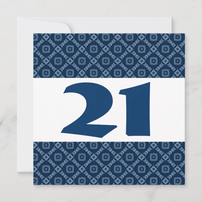 Invitación 21ro Diamantes y cuadrados azules W910 de la (Anverso)