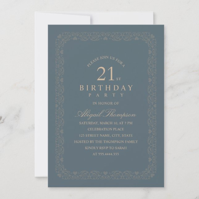 Invitación 21ro simple elegante de la fiesta de cumpleaños (Anverso)