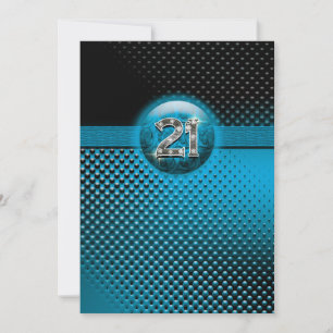 Invitación 21ros puntos retros 5x7 del negro azul