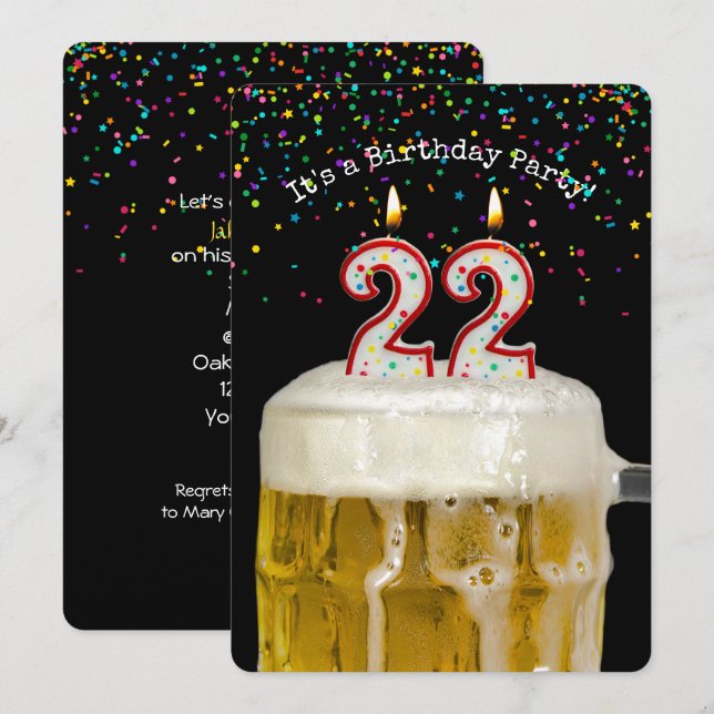 Invitación 22.ª Fiesta de Cervezas de Cumpleaños (Anverso / Reverso)