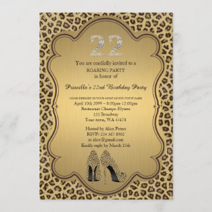 Invitación 22.º cumpleaños 22, zapatos de tacones altos de Ch