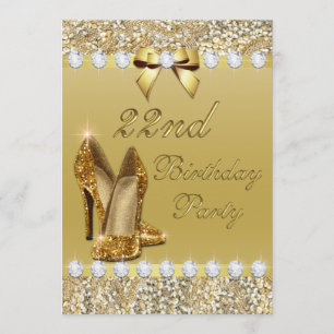 Invitación 22.º Cumpleaños Clásico Heels de oro secuestra dia