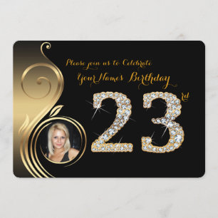 Invitación 23,Invitación por cumpleaños,Diamante número,Foto 