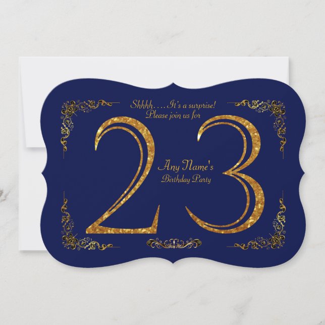 Invitación 23ro, Gatsby de la fiesta de cumpleaños 23ro, (Anverso)