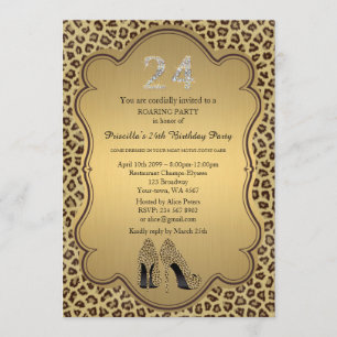 Invitación 24, Fiesta de cumpleaños, 24, zapatos de tacones a