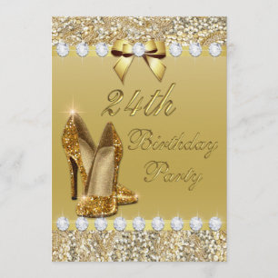 Invitación 24to El oro con clase del cumpleaños se inclina