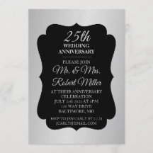 Invitación - 25º aniversario Boda Confetti platead