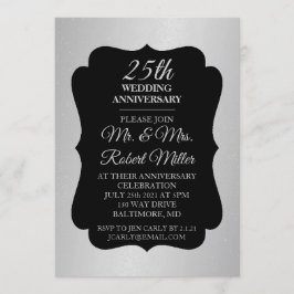 Invitación - 25º aniversario Boda Confetti platead