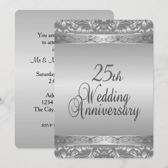Invitación 25º Aniversario de Boda (Anverso / Reverso)