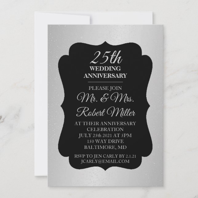 Invitación - 25º Aniversario de Boda Confeti Plate (Anverso)