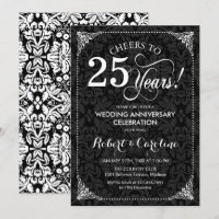 25º Aniversario de Boda - Damask Blanco Negro