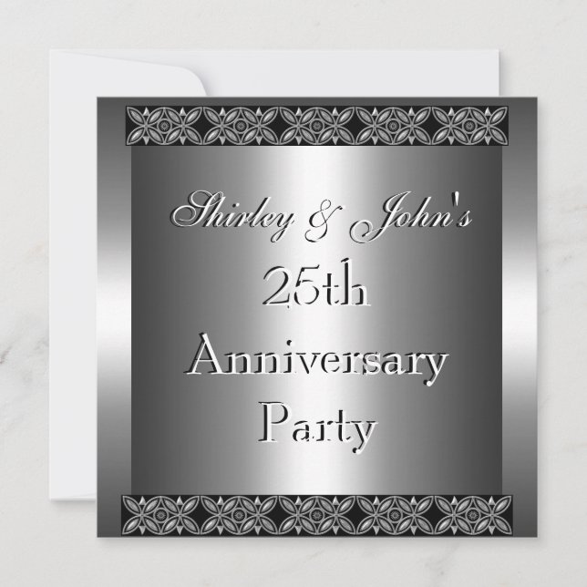 Invitación 25º Aniversario de Boda Fiesta Plata (Anverso)