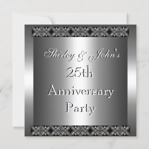 Invitación 25º Aniversario de Boda Fiesta Plata