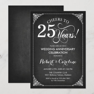 Invitación 25º Aniversario de Boda - Pizarra Blanca