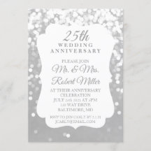 Invitación - 25º Aniversario de Boda Plateado Bril