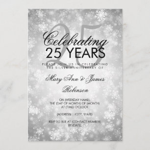 Invitación 25º Aniversario de Boda Winter Wonderland Plata