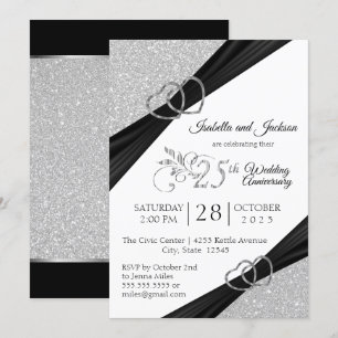 Invitación 25º Aniversario de Bodas de Plata Brillante