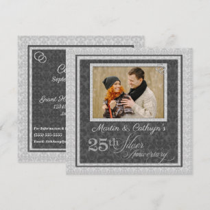 Invitación 25º Aniversario de Bodas de Plata con Foto en Dama