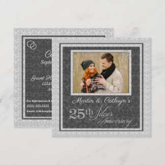 Invitación 25º Aniversario de Bodas de Plata con Foto en Dama