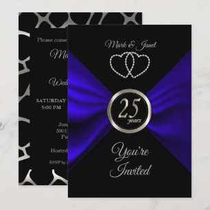Invitación 25º Aniversario de Bodas de Plata con Seda Azul