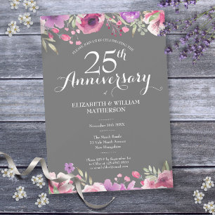 Invitación 25º Aniversario de Bodas de Plata Floral Campestre