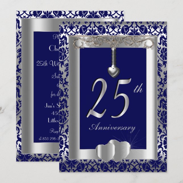 Invitación 25º Aniversario de Bodas de Plata | Texto de brico (Anverso / Reverso)