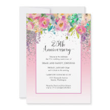 25º Aniversario de Bodas Floral de Plata Rosa