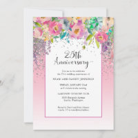 25º Aniversario de Bodas Floral de Plata Rosa
