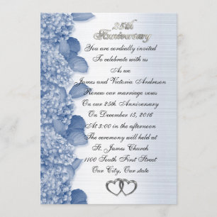 Invitación 25º aniversario de bodas Hortensia azul