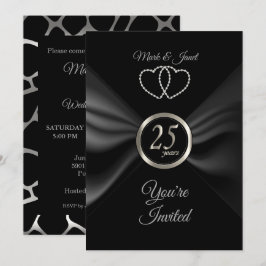 Invitación 25º Aniversario de Plata con Cinta Negra