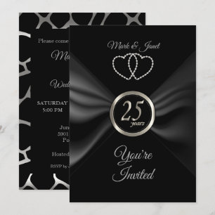 Invitación 25º Aniversario de Plata con Cinta Negra