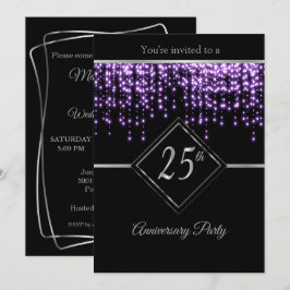 Invitación 25º Aniversario de Plata con Estrellas Purpuras