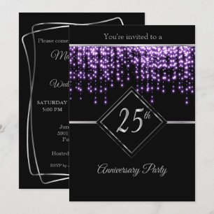 Invitación 25º Aniversario de Plata con Estrellas Purpuras