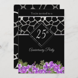 Invitación 25º Aniversario de plata con floral de lavanda