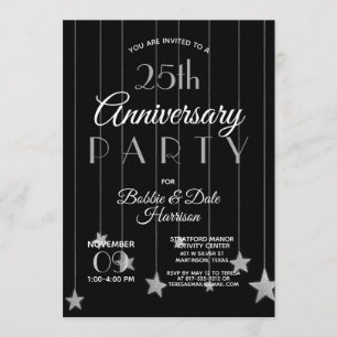 Invitación 25º Aniversario de Plata Personalizado Fiesta Púrp