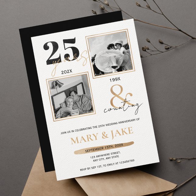 Invitación 25º aniversario de Silver Boda entonces y ahora 25 (Subido por el creador)