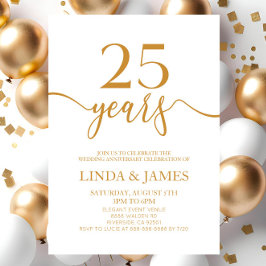 Invitación 25º aniversario del Boda de Champagne minimalista