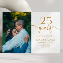 Invitación 25º aniversario del Boda de Champagne minimalista