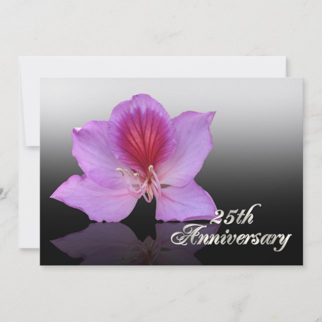 Invitación 25º Aniversario orquídea en negro (Anverso)