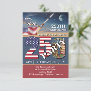 Invitación 250º Aniversario EE. UU., Bandera Americana / Patr